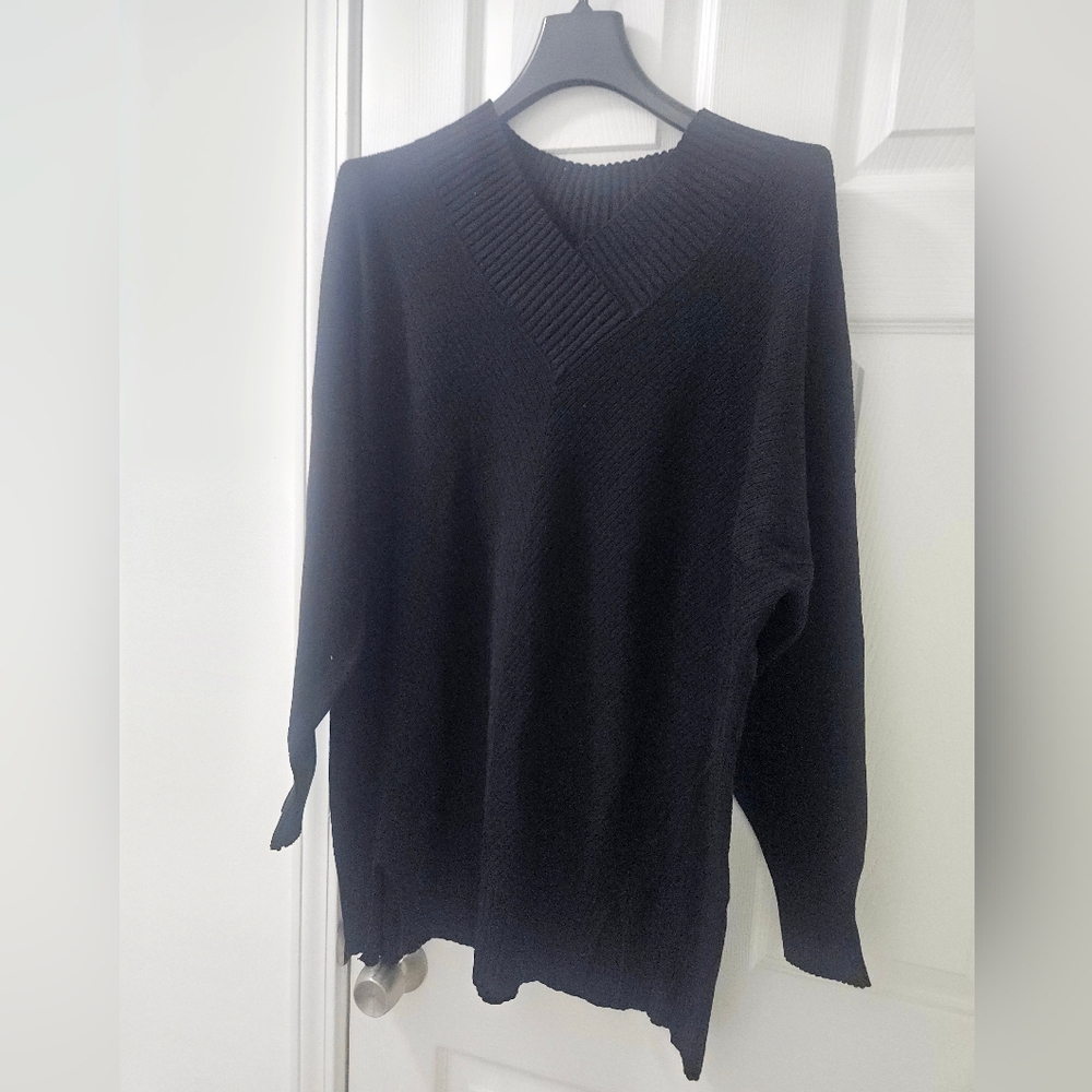 Classic Black V-Neck Sweater for Women Stitchdrop